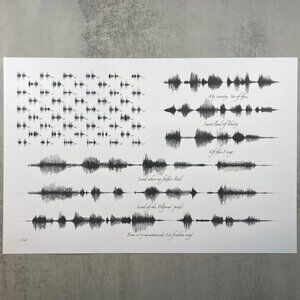 NEW My Country 'Tis Of Thee Soundwave Flag Wall Art Print 12x18in 1776 Patriotic